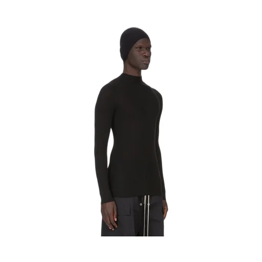 Rick Owens Temple Hat In Black Lightweight Cashmere Knit