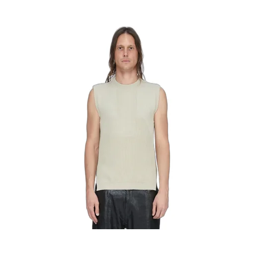 Rick Owens Temple Tank In Sand Heavy Wool Knit