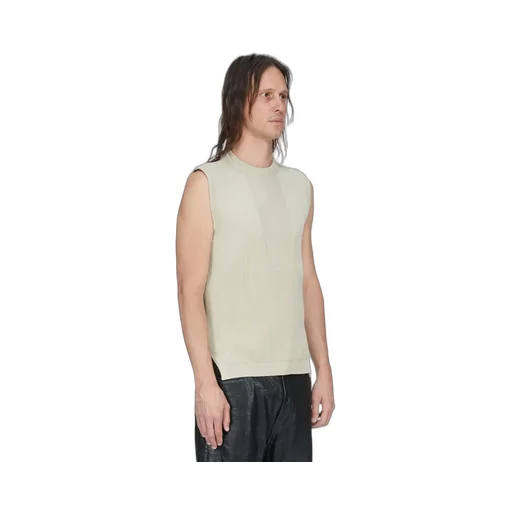 Rick Owens Temple Tank In Sand Heavy Wool Knit