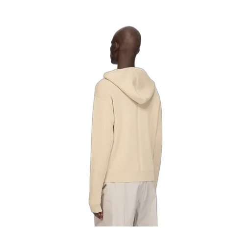 Rick Owens Temple Zipped Hoodie In Sand Heavy Wool Knit