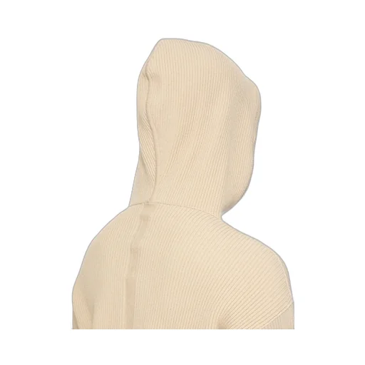 Rick Owens Temple Zipped Hoodie In Sand Heavy Wool Knit