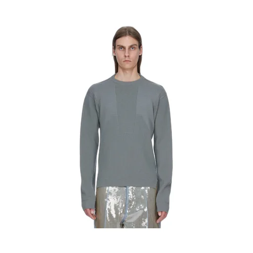 Rick Owens Temple Round Neck In Euca Heavy Wool Knit