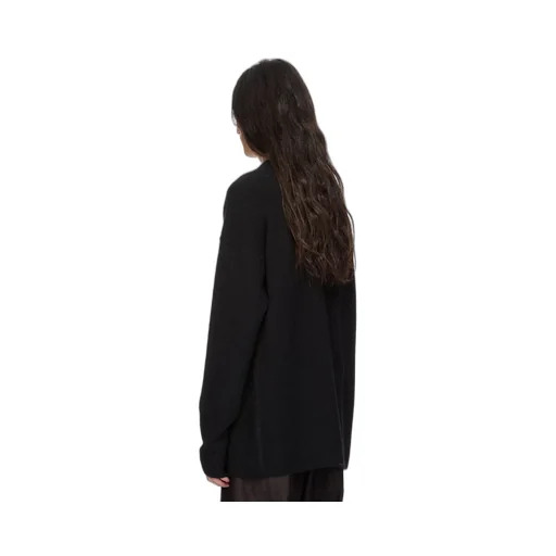 Rick Owens Temple Round Neck In Black/Butter Alpaca Knit