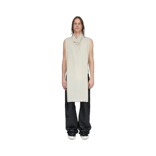 Rick Owens Temple Funnel Neck Scarf In Sand Lightweight Rasato Knit