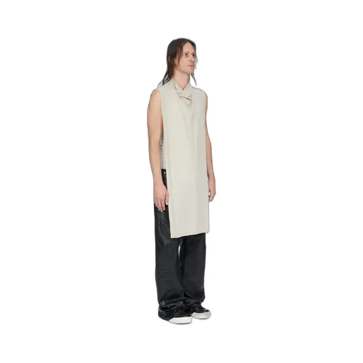 Rick Owens Temple Funnel Neck Scarf In Sand Lightweight Rasato Knit
