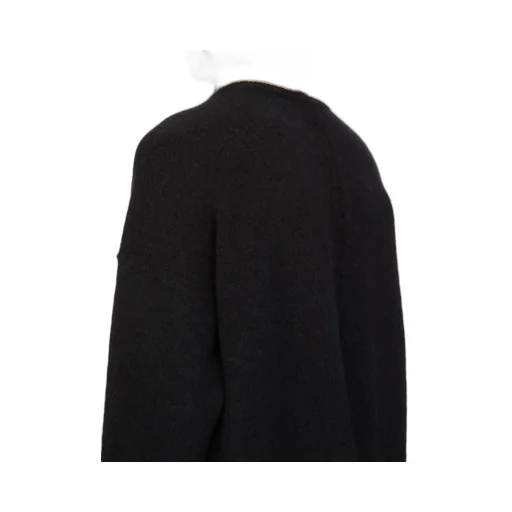Rick Owens Temple Round Neck In Black/Butter Alpaca Knit
