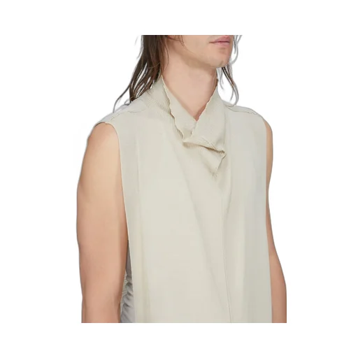 Rick Owens Temple Funnel Neck Scarf In Sand Lightweight Rasato Knit