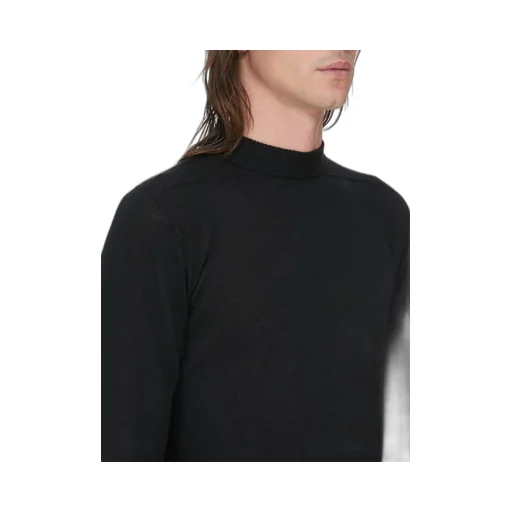 Rick Owens Temple Level Lupetto In Black Lightweight Rasato Knit