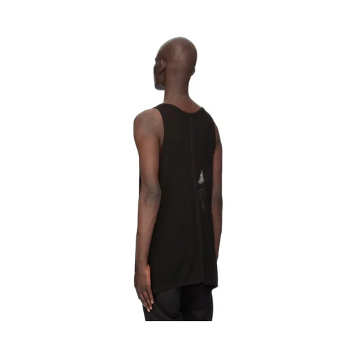 Rick Owens Temple Sheer Tank In Black Ribbed Knit