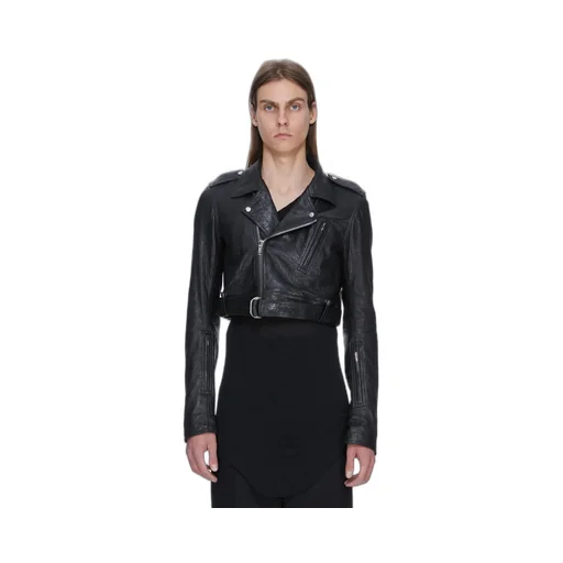 Rick Owens Temple Cropped Luke S Stooges In Black Tumbled Lamb