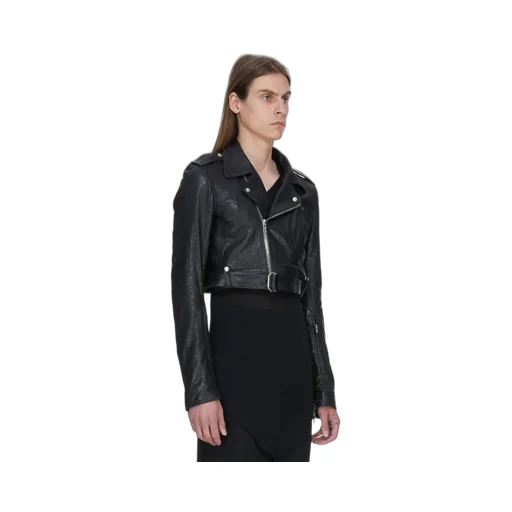 Rick Owens Temple Cropped Luke S Stooges In Black Tumbled Lamb