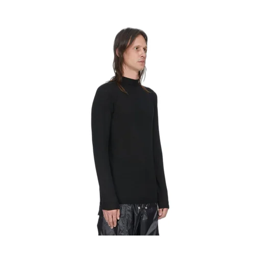 Rick Owens Temple Level Lupetto In Black Lightweight Rasato Knit