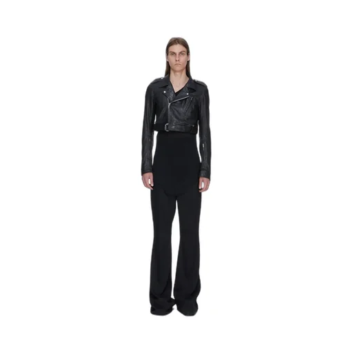 Rick Owens Temple Cropped Luke S Stooges In Black Tumbled Lamb