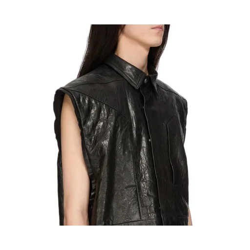 Rick Owens Temple Jumbo Sl Outershirt In Black Tumbled Lamb