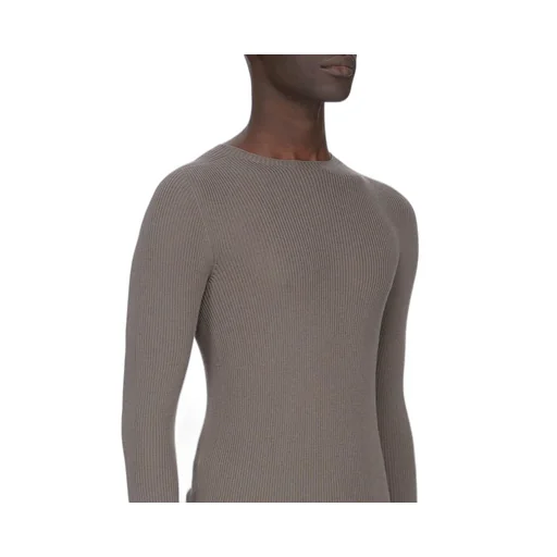 Rick Owens Temple Ribbed Round Neck In Dust Ribbed Knit