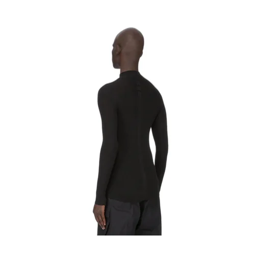 Rick Owens Temple Ribbed Lupetto In Black Ribbed Knit
