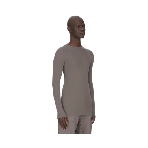 Rick Owens Temple Ribbed Round Neck In Dust Ribbed Knit