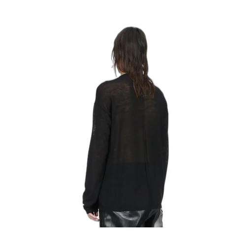 Rick Owens Temple Temple Sheer Pullover In Black Lightweight Rasato Knit