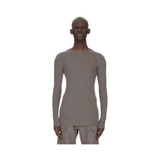 Rick Owens Temple Ribbed Round Neck In Dust Ribbed Knit