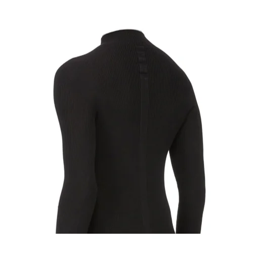Rick Owens Temple Ribbed Lupetto In Black Ribbed Knit