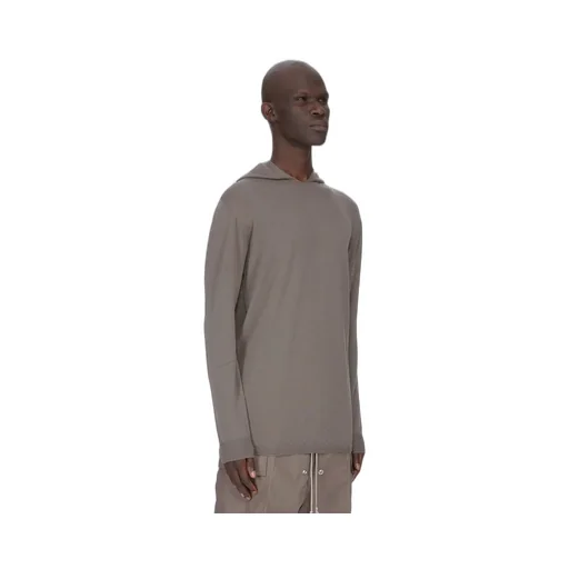 Rick Owens Temple Oversized Ls Hoodie In Dust Lightweight Rasato Knit