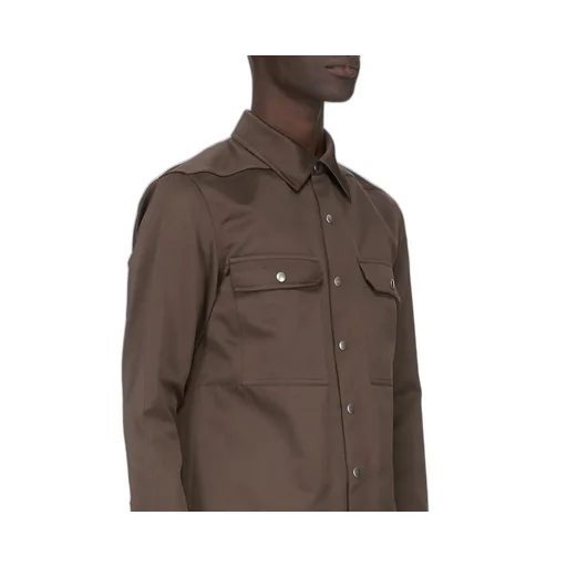 Rick Owens Temple Outershirt In Dark Dust Tech Duchesse