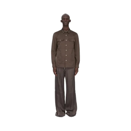 Rick Owens Temple Outershirt In Dark Dust Tech Duchesse
