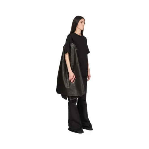 Rick Owens Temple Jumbo Sl Outershirt In Black Tumbled Lamb