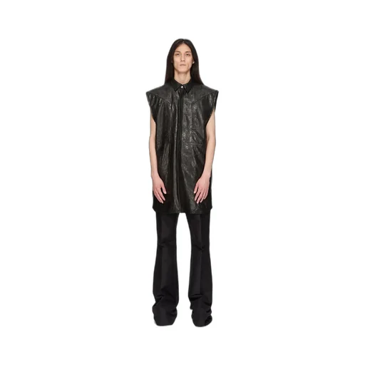 Rick Owens Temple Jumbo Sl Outershirt In Black Tumbled Lamb