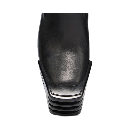 Rick Owens Temple Grilled Wedge Beatle In Black Washed Calf Leather