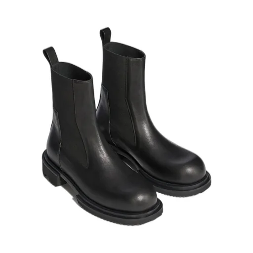Rick Owens Temple Beatle Gabe In Black Washed Calf Leather
