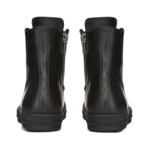 Rick Owens Temple Jumbolace Sneakers In All Black Full Grain Cow Leather