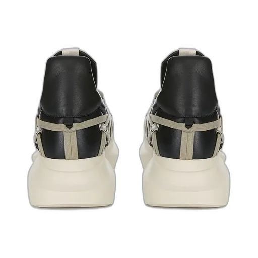 Rick Owens Temple Megalace® Geth Runner In Black/Pearl/Milk Full Grain Cow Leather
