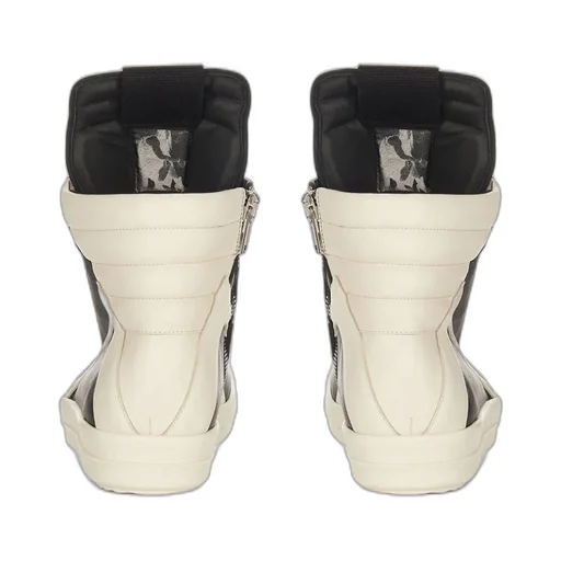 Rick Owens Temple Geobasket In Black/Milk/Milk Full Grain Cow Leather