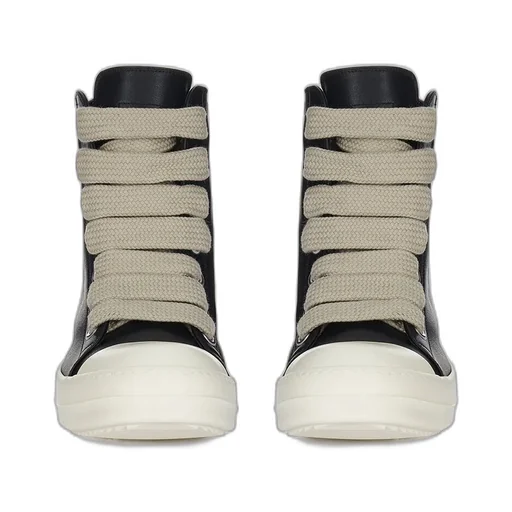 Rick Owens Temple Jumbolace Sneakers In Black/Milk/Milk Full Grain Cow Leather