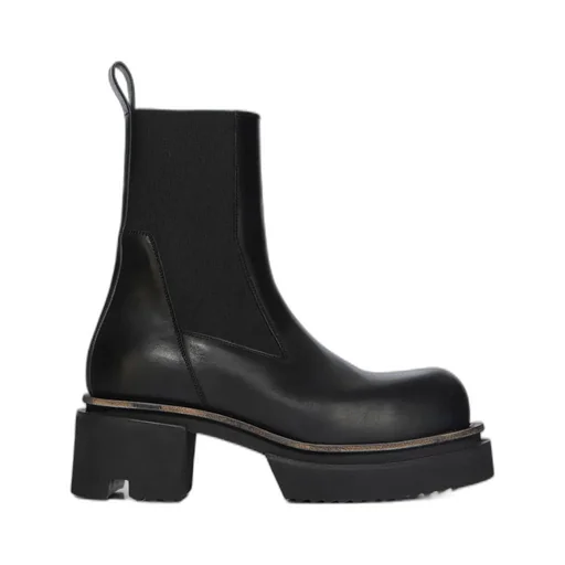Rick Owens Temple Beatle Bogun In Black Washed Calf Leather