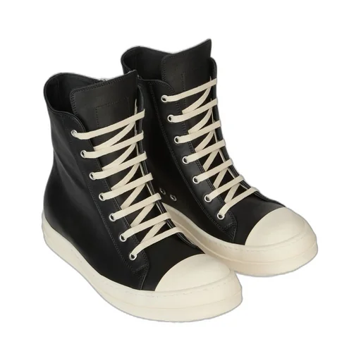 Rick Owens Temple Sneakers In Black/Milk/Milk Washed Calf