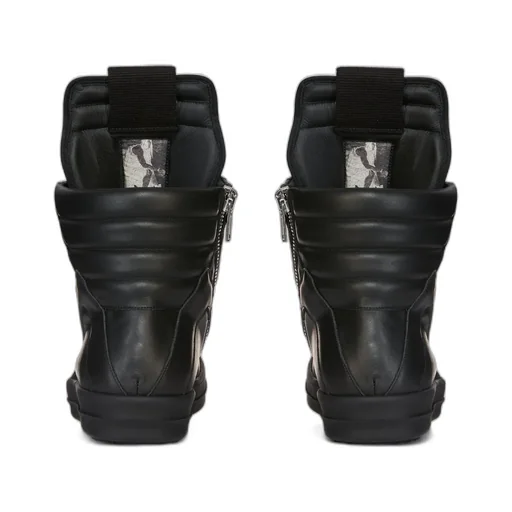 Rick Owens Temple Jumbolace Geobasket In All Black Full Grain Calf Leather