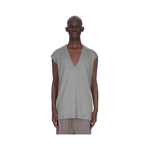 Rick Owens Concordians Deep V Sl T In Washed Indigo Rainino Jersey