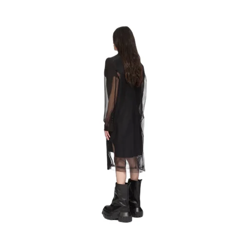 Rick Owens Temple Ricks Tatlin Coat In Black Stretch Tulle And Silk Chiffon