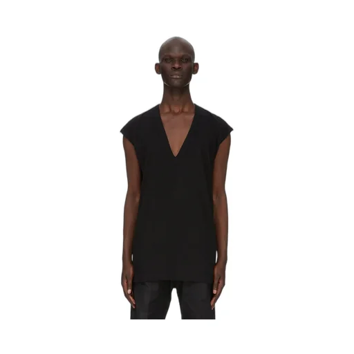 Rick Owens Concordians Deep V Sl T In Black Rainino Jersey