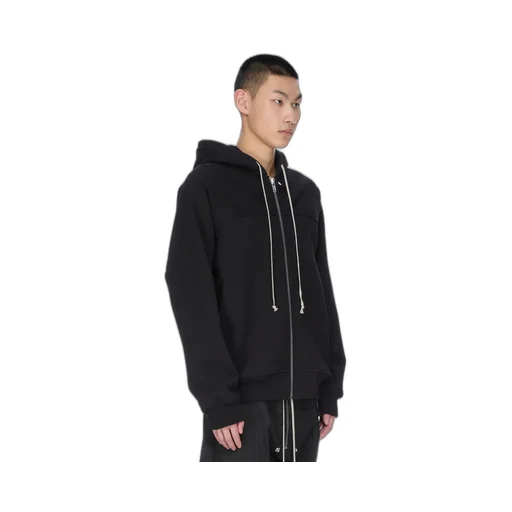 Rick Owens Concordians Windbreaker In Black Compact Terry Jersey