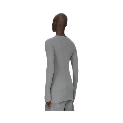 Rick Owens Concordians Rib Ls T In Washed Indigo Viscose Silk Rib Jersey