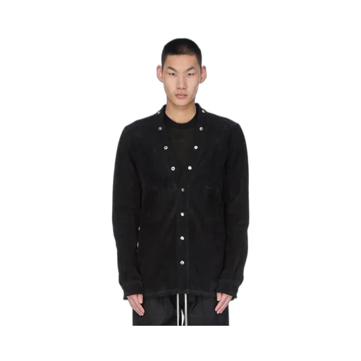 Rick Owens Concordians Larry Fogpocket Shirt In Black Suede Leather