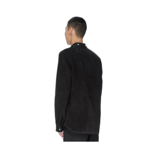 Rick Owens Concordians Larry Fogpocket Shirt In Black Suede Leather
