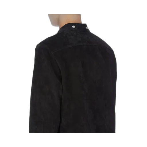 Rick Owens Concordians Larry Fogpocket Shirt In Black Suede Leather