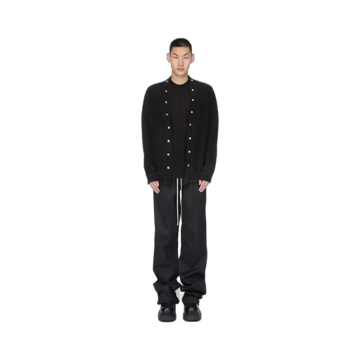 Rick Owens Concordians Larry Fogpocket Shirt In Black Suede Leather