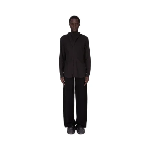 Rick Owens Concordians Island Shirt In Black Wool Flannel