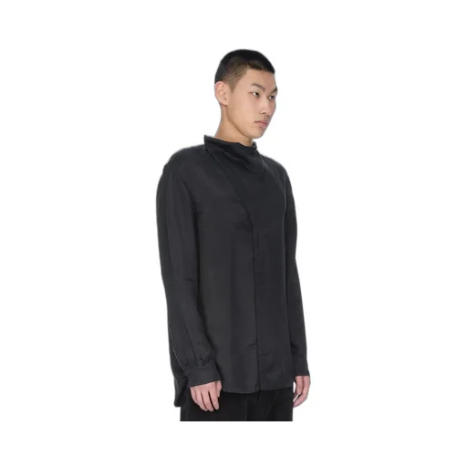 Rick Owens Concordians Island Shirt In Black Washed Cupro