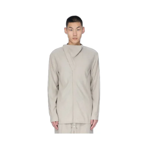 Rick Owens Concordians Island Shirt In Pearl Wool Flannel